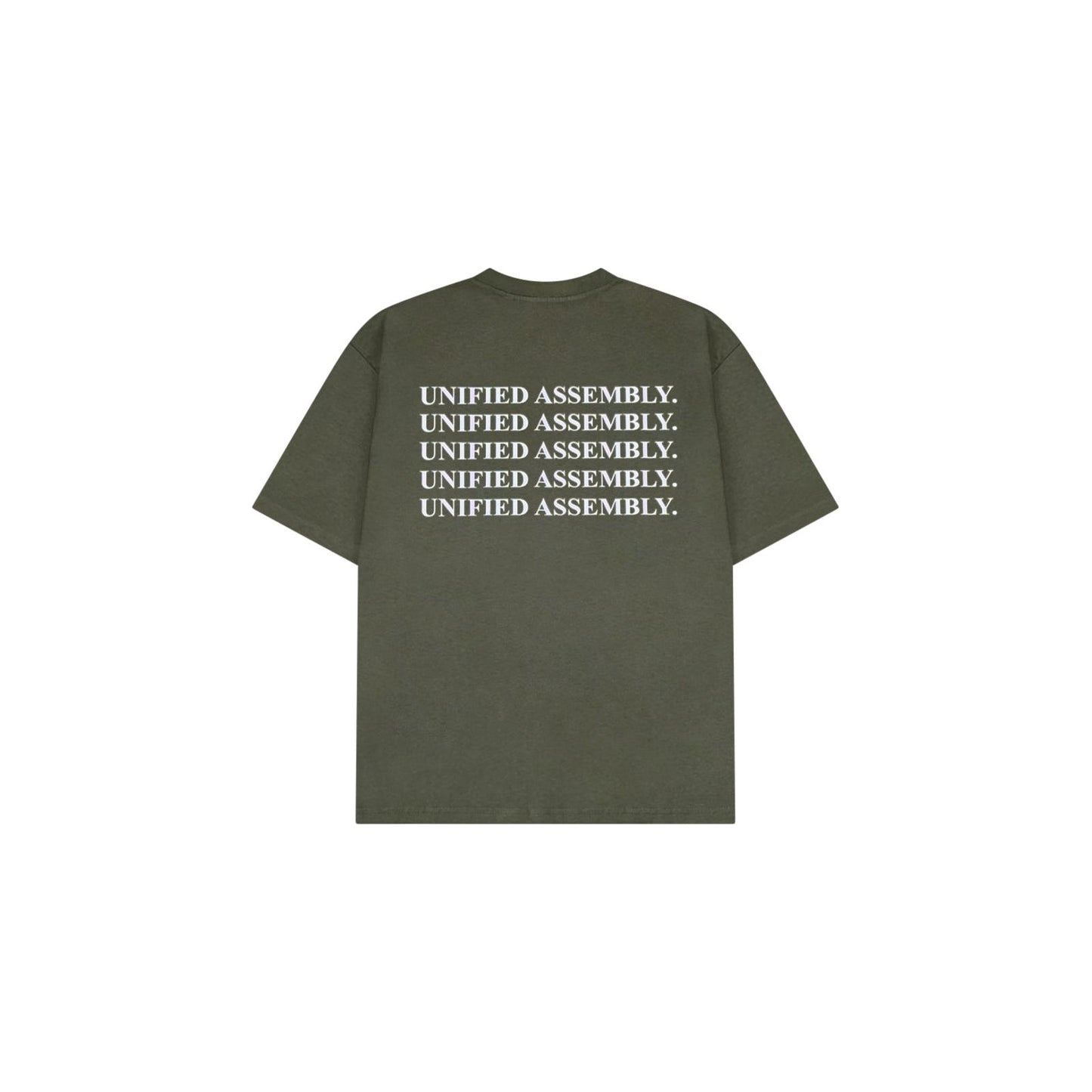 Oversized Unified Assembly Print T-Shirt - Army Green